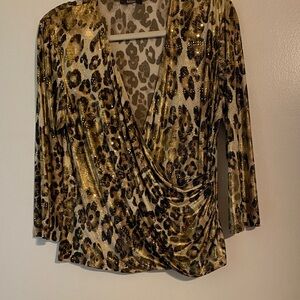 MSK Metallic Leopard Print Blouse